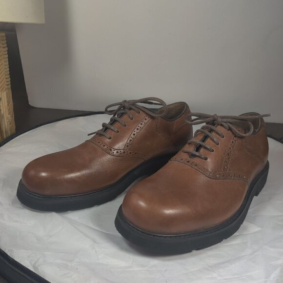 Mens Classic Leather Lace Up Oxfords with Stain Defender Uppers Sz 10 M NWOT